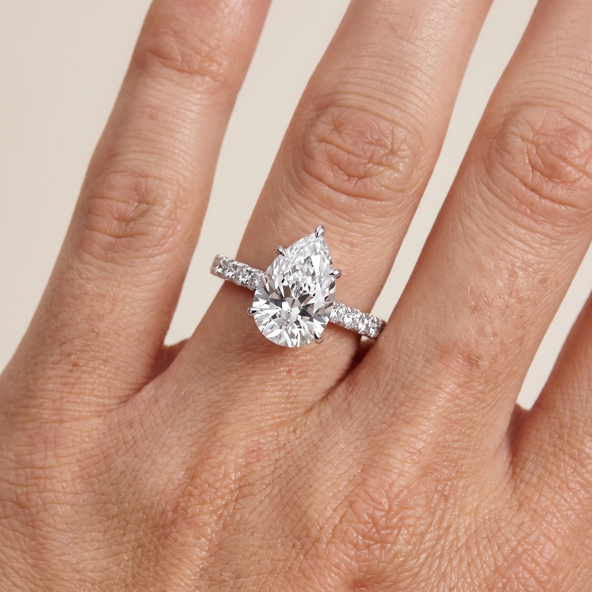 Gia Hidden Halo Pavé Pear Diamond Ring in Platinum - lifestyle.jpg