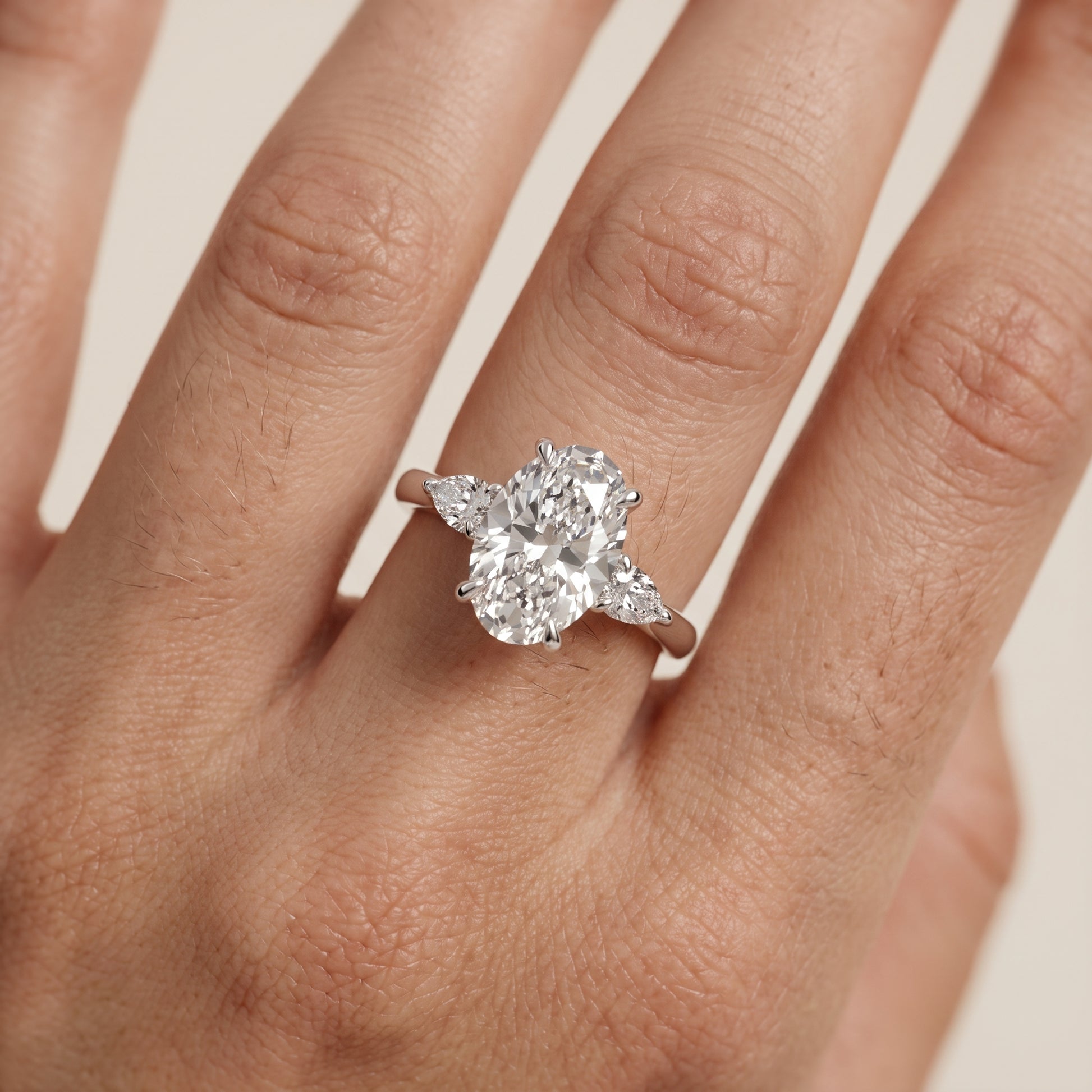Leila Three-Stone Oval Diamond Engagement Ring in Silver - lifestyle.jpg