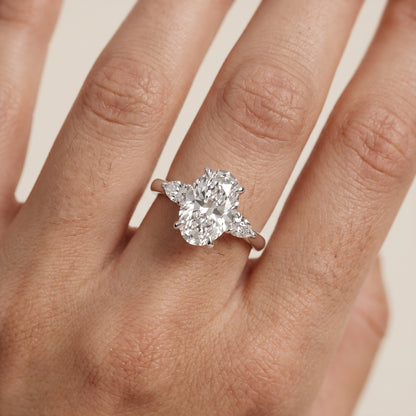 Leila Three-Stone Oval Diamond Engagement Ring in Silver - lifestyle.jpg