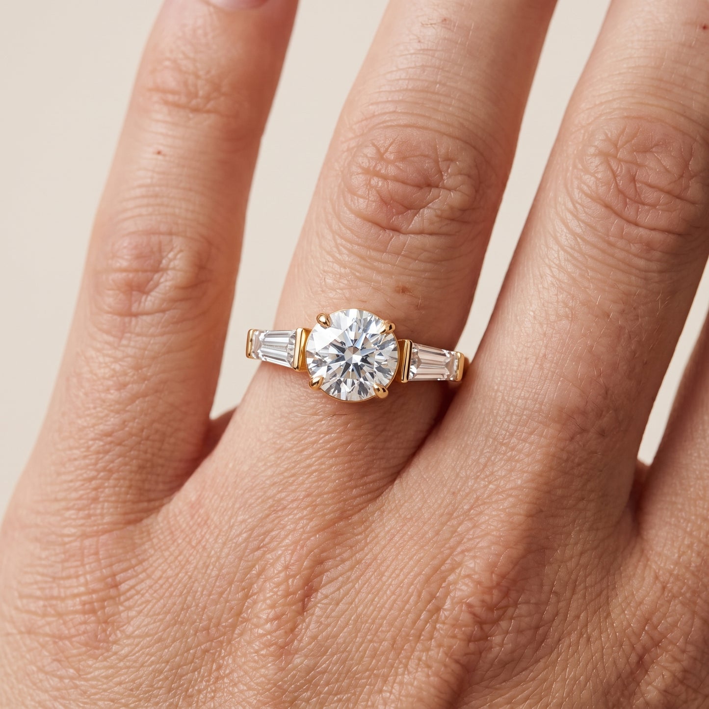 Layla Tapered Baguette Round Diamond Ring in Yellow Gold - lifestyle.jpg