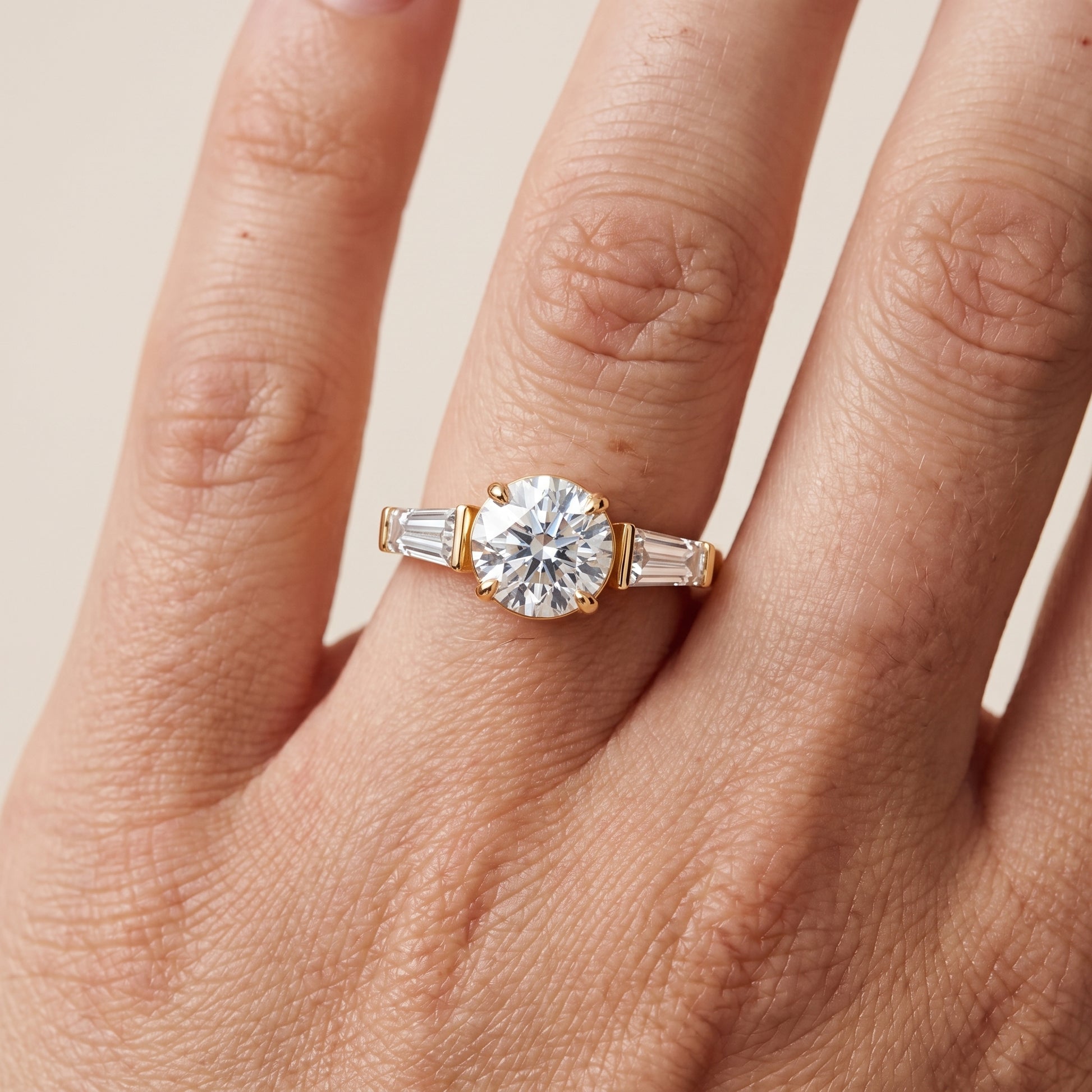 Layla Tapered Baguette Round Diamond Ring in Yellow Gold - lifestyle.jpg
