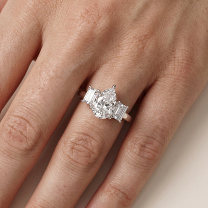 Zoe Three-Stone Pear Diamond Ring in White Gold - lifestyle.jpg