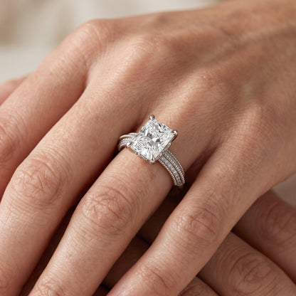 Chiara Vintage Milgrain Radiant Diamond Engagement Ring in Platinum - lifestyle.jpg
