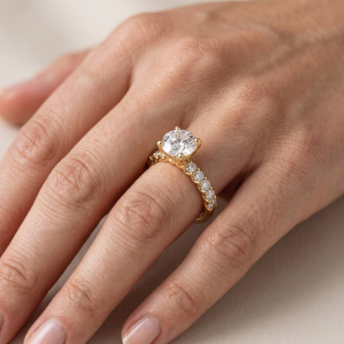 Lynn Statement Pavé Round Diamond Engagement Ring in Silver - lifestyle.jpg