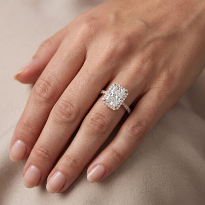 Willa Halo Micropavé Radiant Diamond Engagement Ring in Rose Gold - lifestyle.jpg