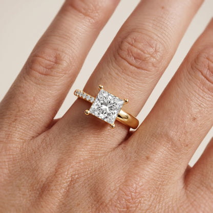 Rosie Solitaire Basket Princess Diamond Engagement Ring in Yellow Gold - lifestyle.jpg