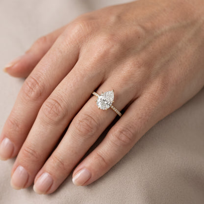Minette Micropavé Pear Diamond Engagement Ring in Silver - lifestyle.jpg