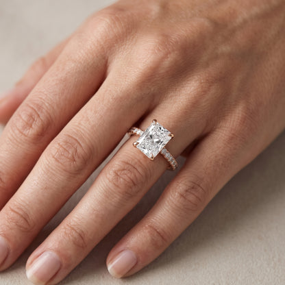 Maya Hidden Halo Pavé Radiant Diamond Engagement Ring in Rose Gold - lifestyle.jpg
