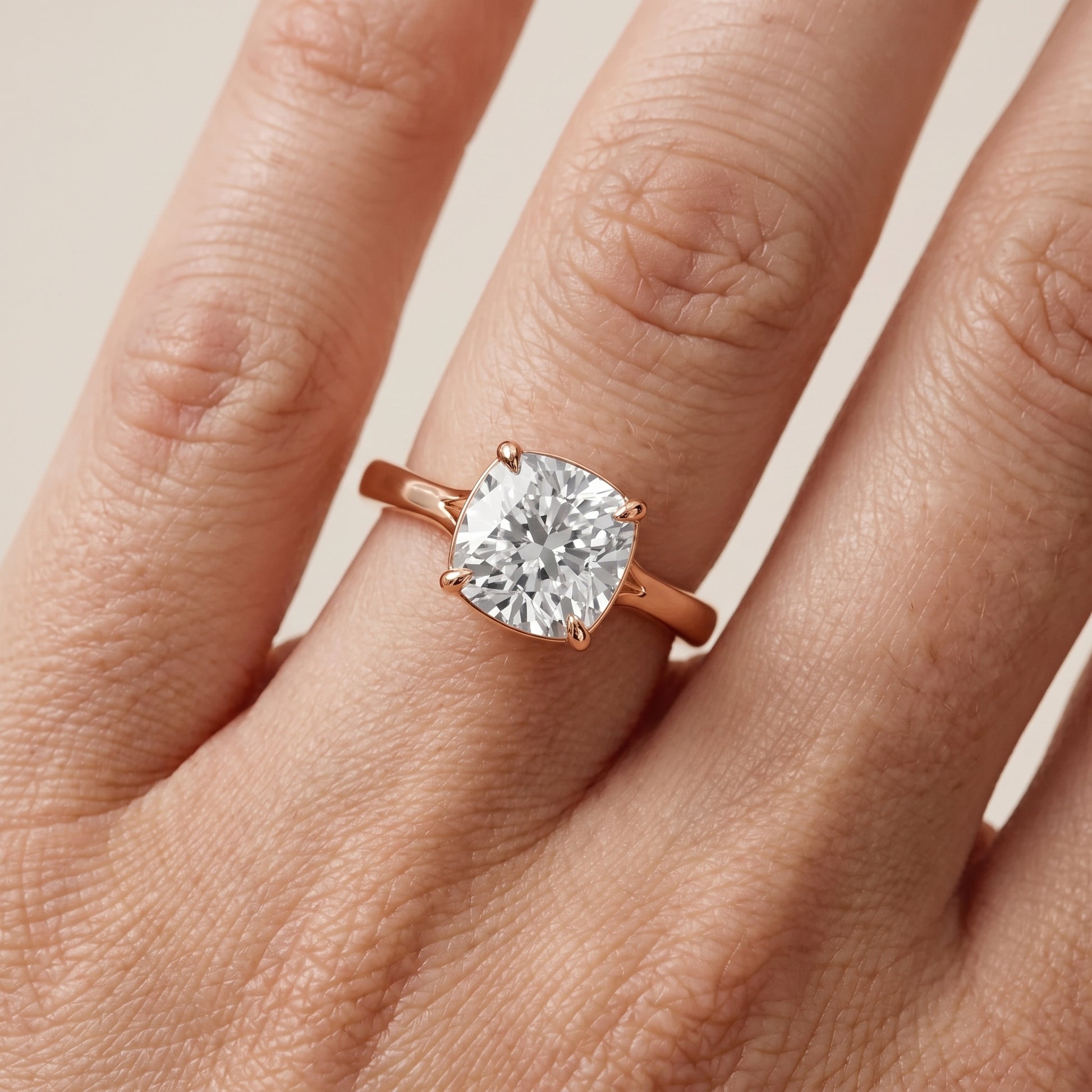 Anais Trellis Solitaire Cushion Diamond Engagement Ring in Rose Gold - lifestyle.jpg
