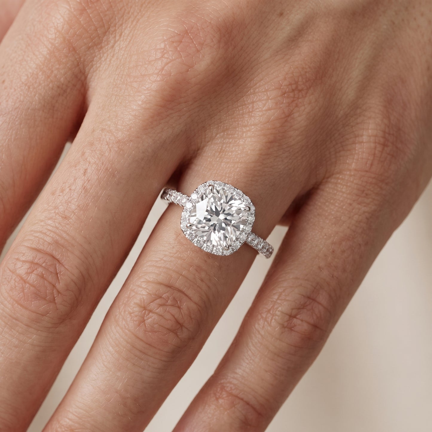 Willa Halo Micropavé Cushion Diamond Engagement Ring in Platinum - lifestyle.jpg
