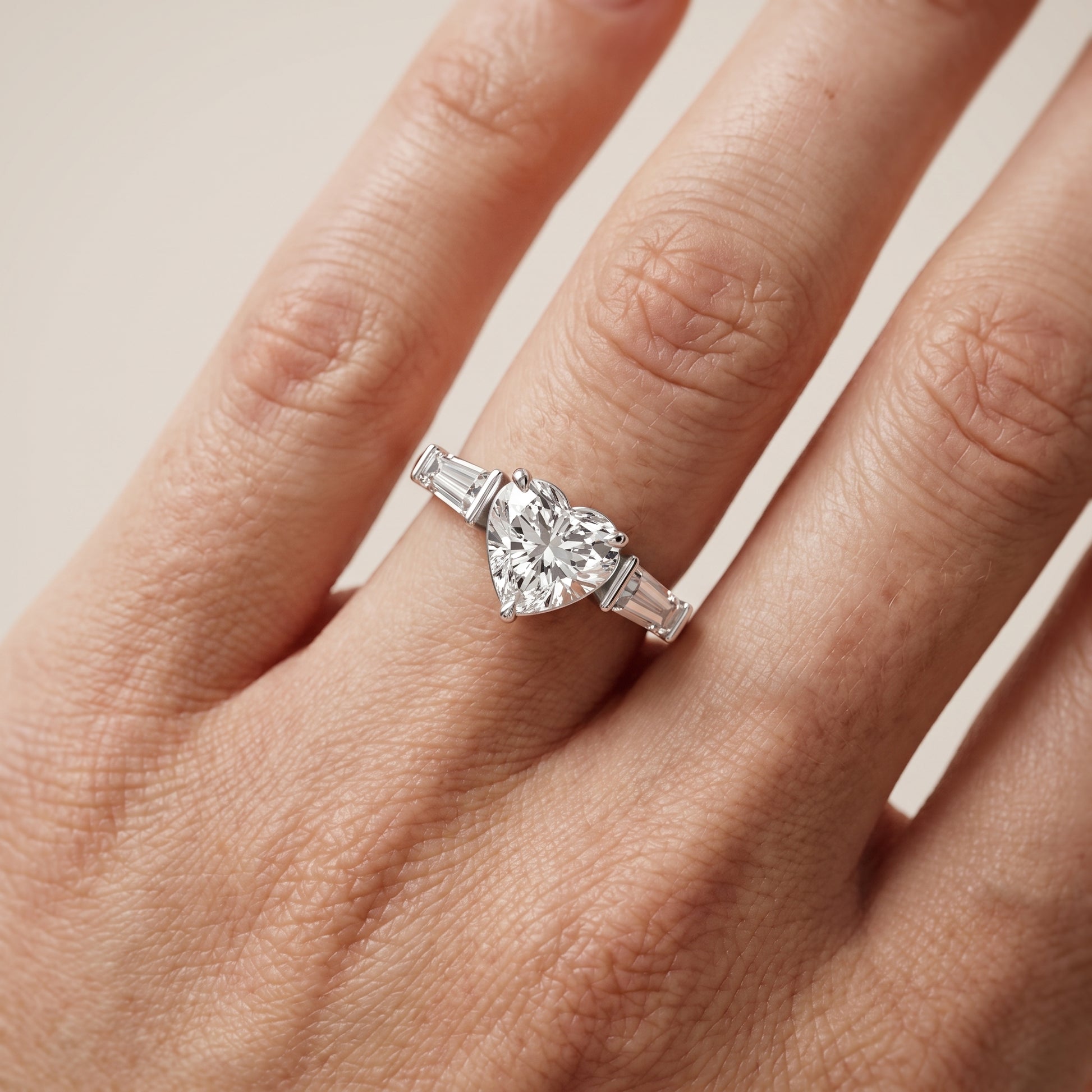 Layla Tapered Baguette Heart Diamond Ring in Platinum - lifestyle.jpg