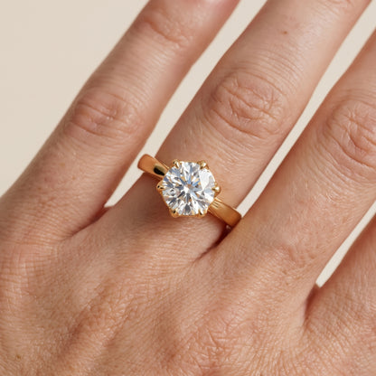 Lucia Solitaire Six-Prong Round Diamond Engagement Ring in Yellow Gold - lifestyle.jpg