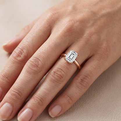Charlotte Charm Solitaire Emerald Diamond Engagement Ring in Rose Gold - lifestyle.jpg