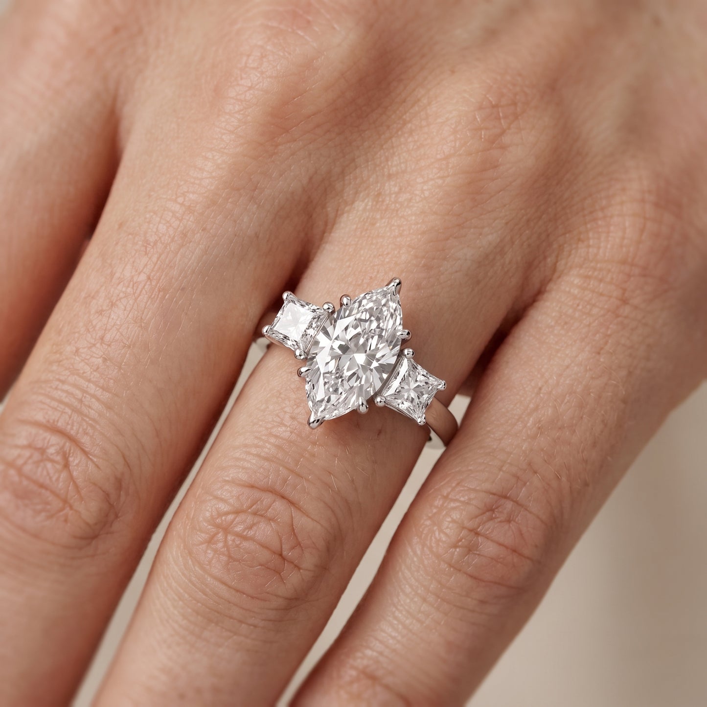 Sienna Three-Stone Marquise Diamond Ring in White Gold - lifestyle.jpg