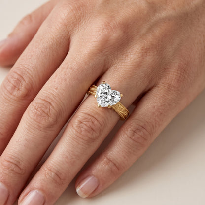Abbie Engraved Solitaire Heart Diamond Engagement Ring in Silver - lifestyle.jpg
