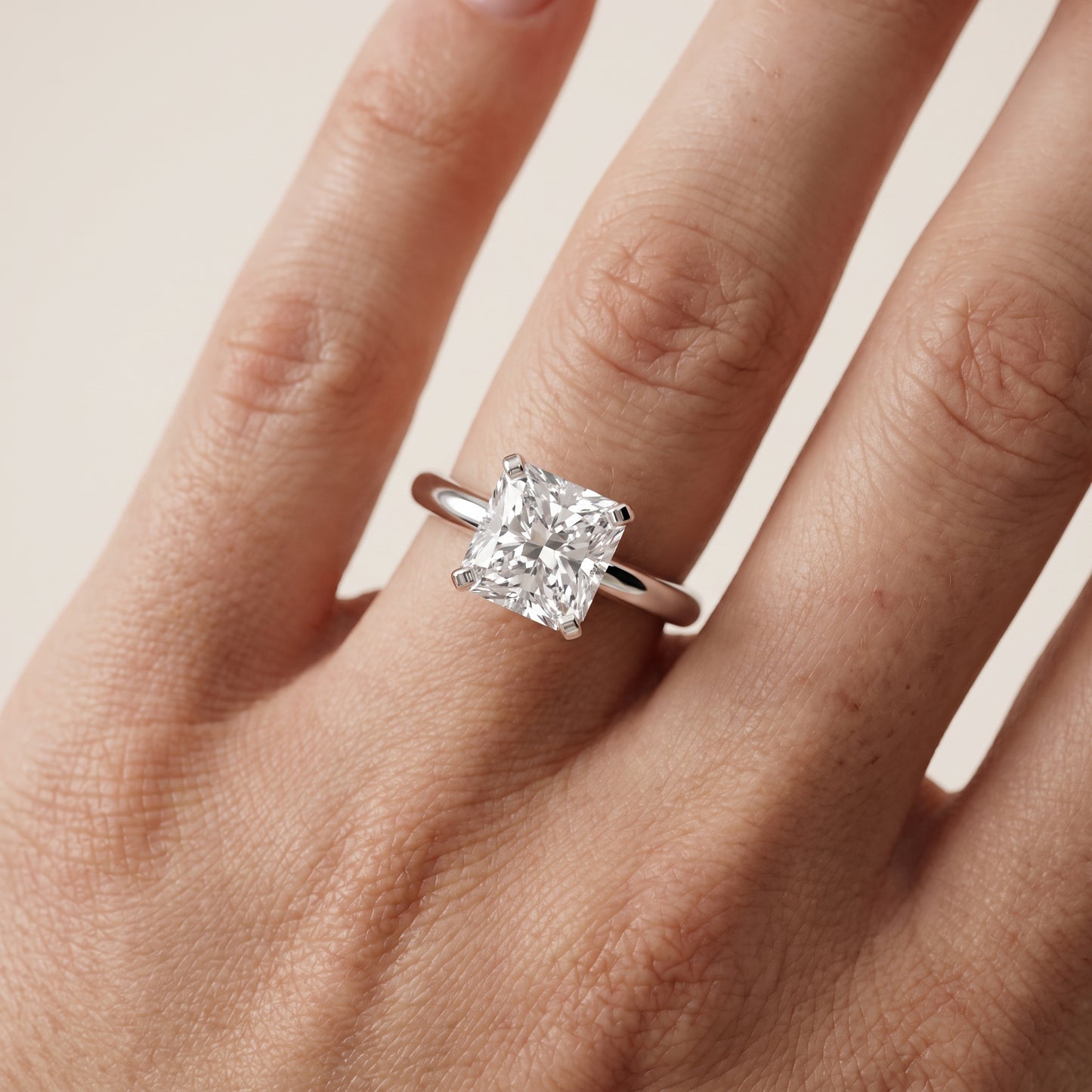 Wren Solitaire Radiant Diamond Ring in Silver - lifestyle.jpg