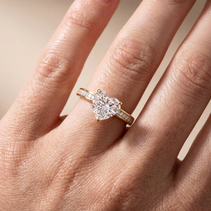 Maren Sidestone Channel Set Heart Diamond Engagement Ring in Yellow Gold - lifestyle.jpg