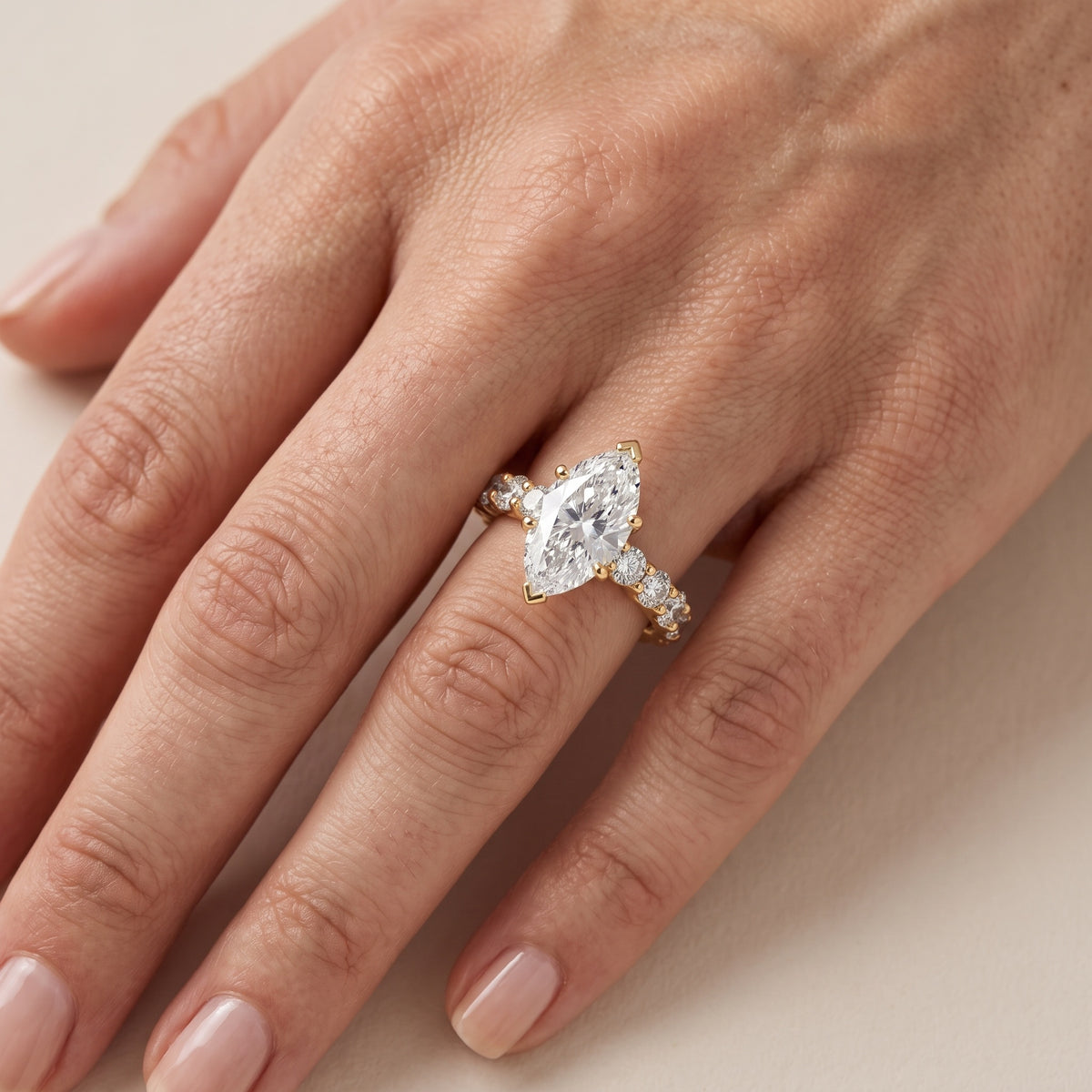 Leta Infinity Pavé Marquise Diamond Engagement Ring in Silver - lifestyle.jpg