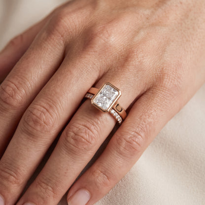Ayla Bezel Bypass Radiant Diamond Engagement Ring in Rose Gold - lifestyle.jpg