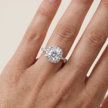 Sophie Halo Pavé Cushion Diamond Ring in Platinum - lifestyle.jpg