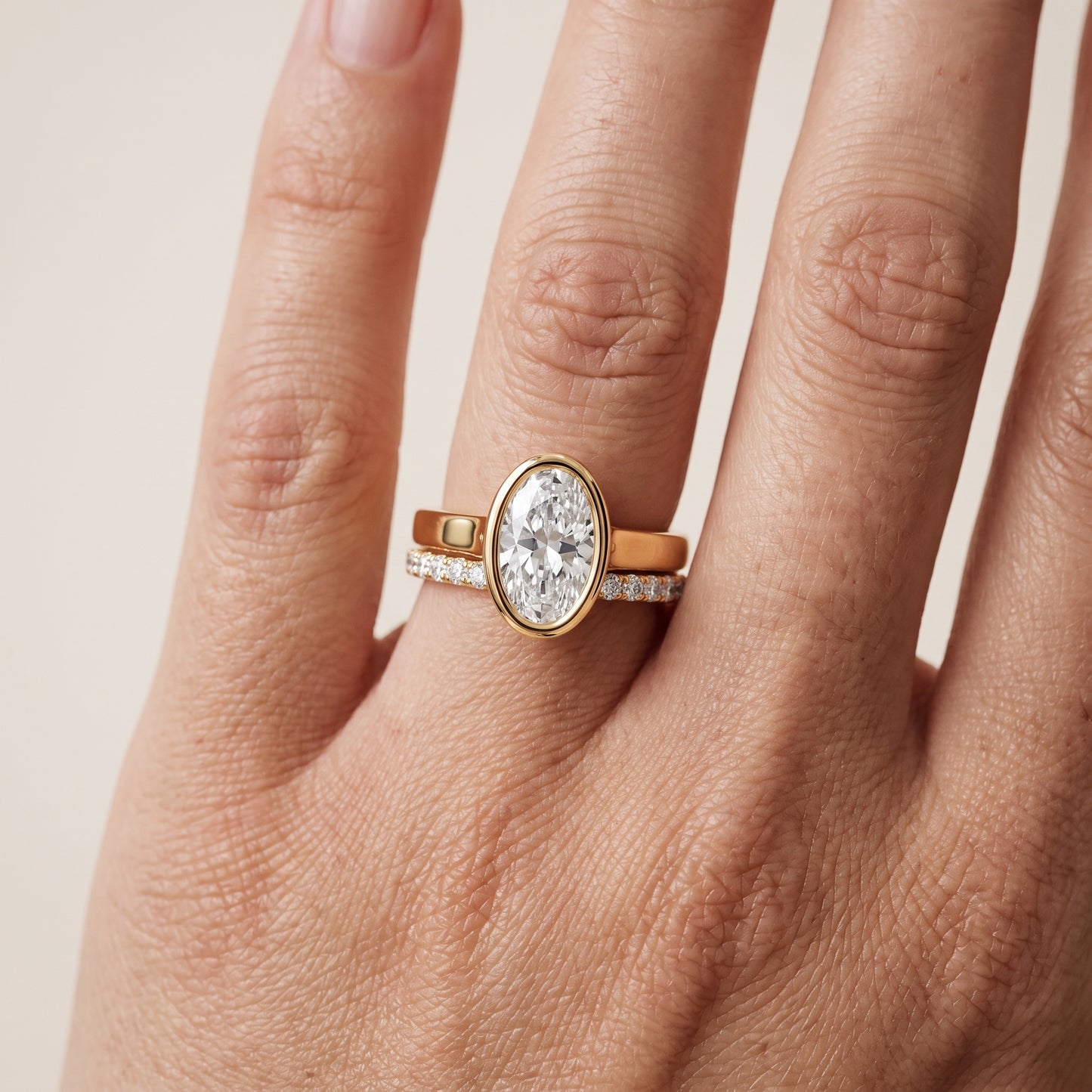 Ayla Bezel Bypass Oval Diamond Ring in Yellow Gold - lifestyle.jpg