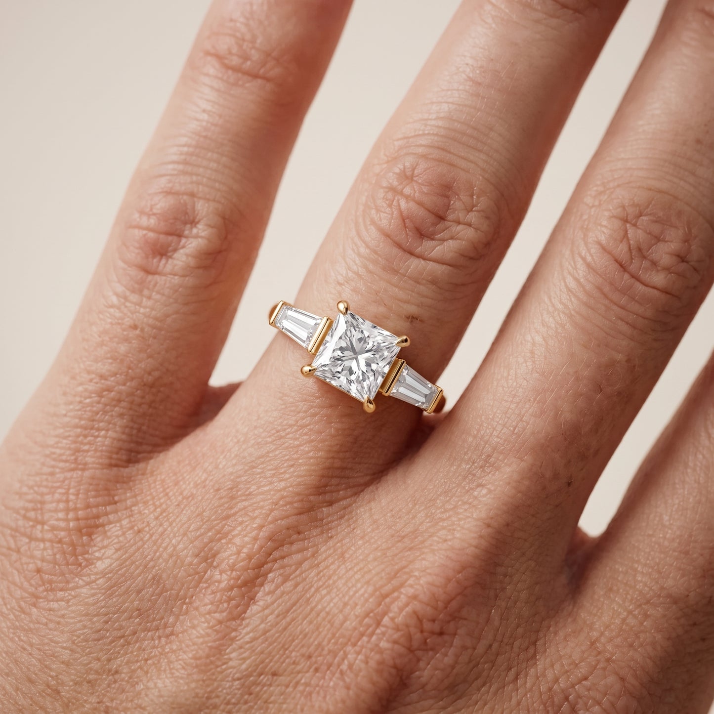 Layla Tapered Baguette Princess Diamond Ring in Yellow Gold - lifestyle.jpg