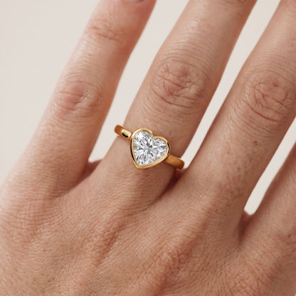 Jolie Bezel Solitaire Heart Diamond Engagement Ring in Yellow Gold - lifestyle.jpg