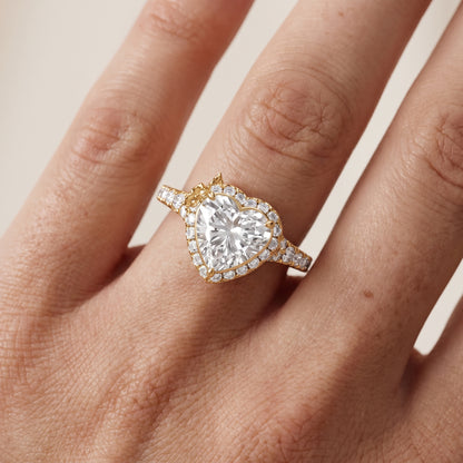 Bella Halo Pavé Heart Diamond Engagement Ring in Yellow Gold - lifestyle.jpg