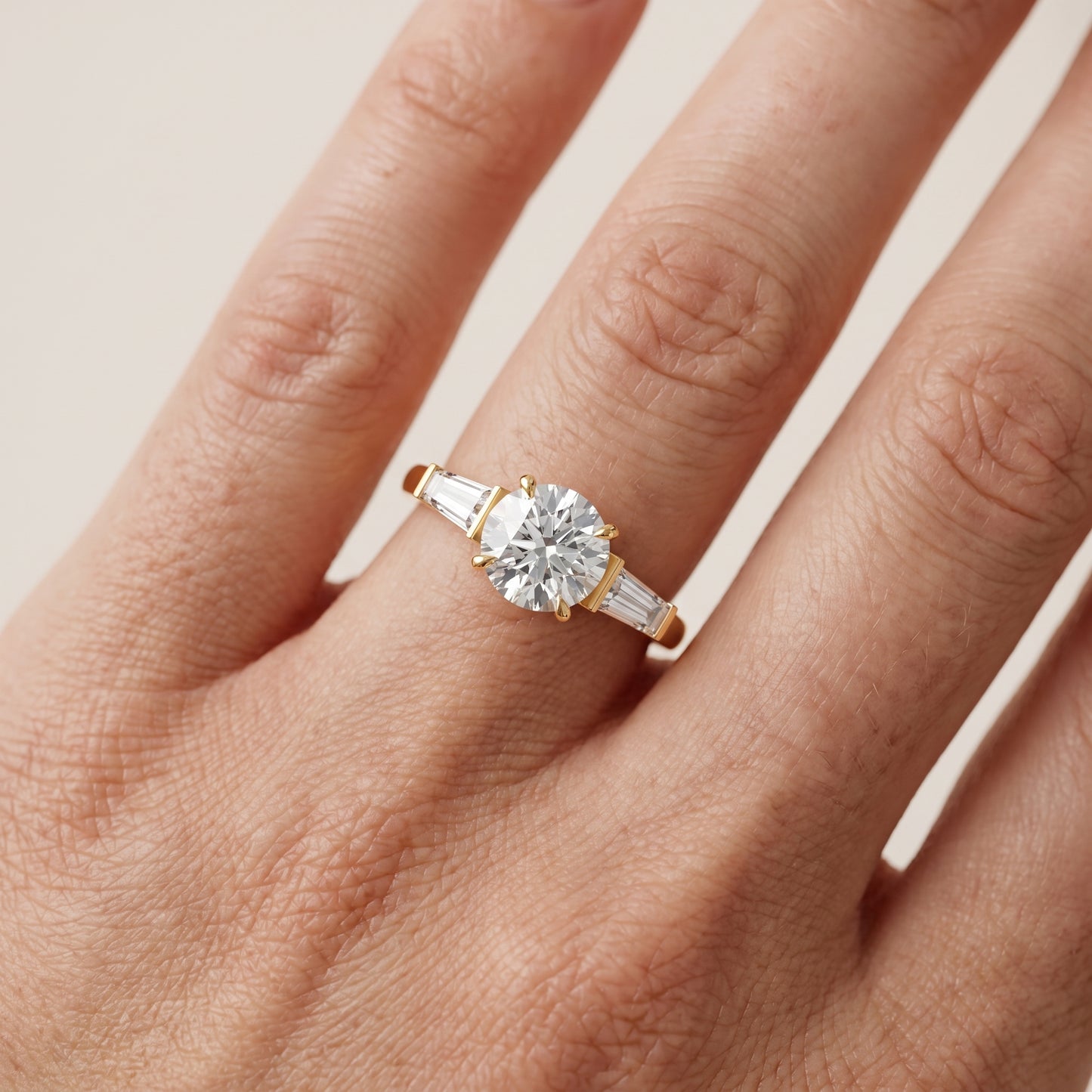 Zelda Tapered Baguette Round Diamond Engagement Ring in Yellow Gold - lifestyle.jpg