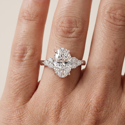 Anya Sidestone Cluster Oval Diamond Ring in Silver - lifestyle.jpg