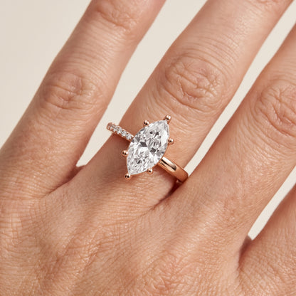 Rosie Solitaire Basket Marquise Diamond Engagement Ring in Rose Gold - lifestyle.jpg
