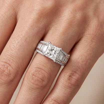 Halle Channel Set Baguette Accent Princess Diamond Engagement Ring in White Gold - lifestyle.jpg