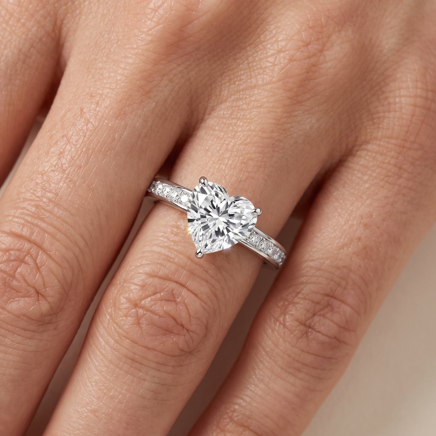 Brielle Channel Set Solitaire Heart Diamond Ring in Platinum - lifestyle.jpg