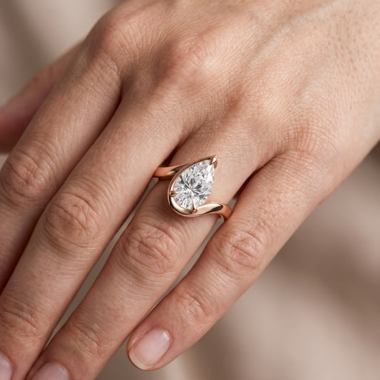 Tabitha Bypass Partial Bezel Pear Diamond Engagement Ring in Rose Gold - lifestyle.jpg