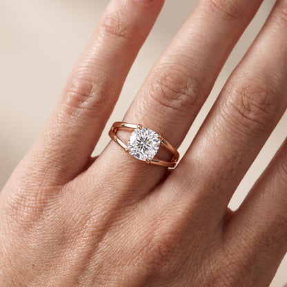 Giselle Solitaire Split Shank Cushion Diamond Engagement Ring in Rose Gold - lifestyle.jpg