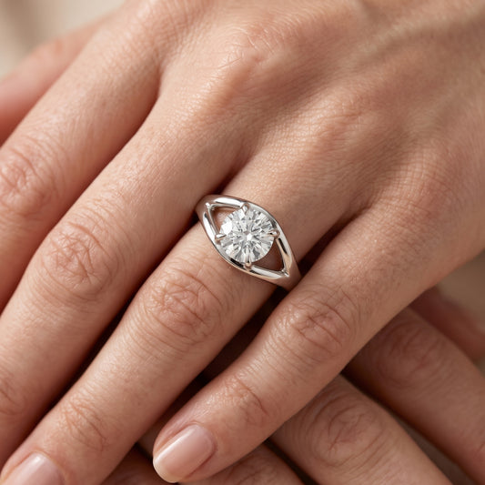 Madeleine Split Shank Round Diamond Engagement Ring in White Gold - lifestyle.jpg