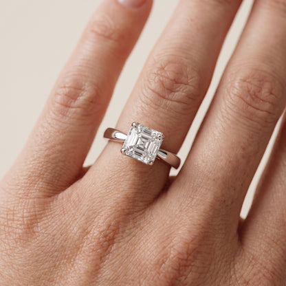 Lucia Solitaire Six-Prong Asscher Diamond Engagement Ring in White Gold - lifestyle.jpg