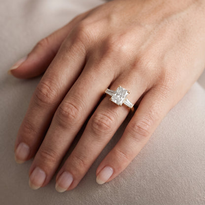 Eloise Tapered Baguette Radiant Diamond Engagement Ring in Yellow Gold - lifestyle.jpg