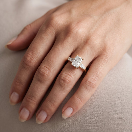Eloise Tapered Baguette Radiant Diamond Engagement Ring in Yellow Gold - lifestyle.jpg