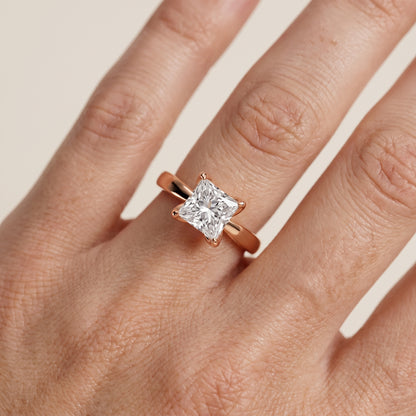 Lucia Solitaire Six-Prong Princess Diamond Engagement Ring in Rose Gold - lifestyle.jpg