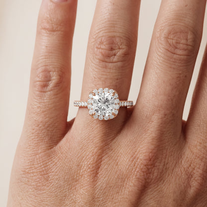 Alma Halo Pavé Cushion Diamond Ring in Rose Gold - lifestyle.jpg