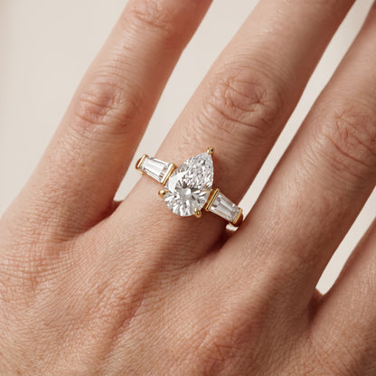 Layla Tapered Baguette Pear Diamond Ring in Yellow Gold - lifestyle.jpg