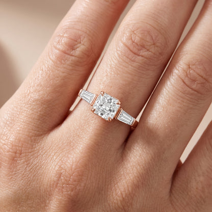 Layla Tapered Baguette Radiant Diamond Ring in Rose Gold - lifestyle.jpg