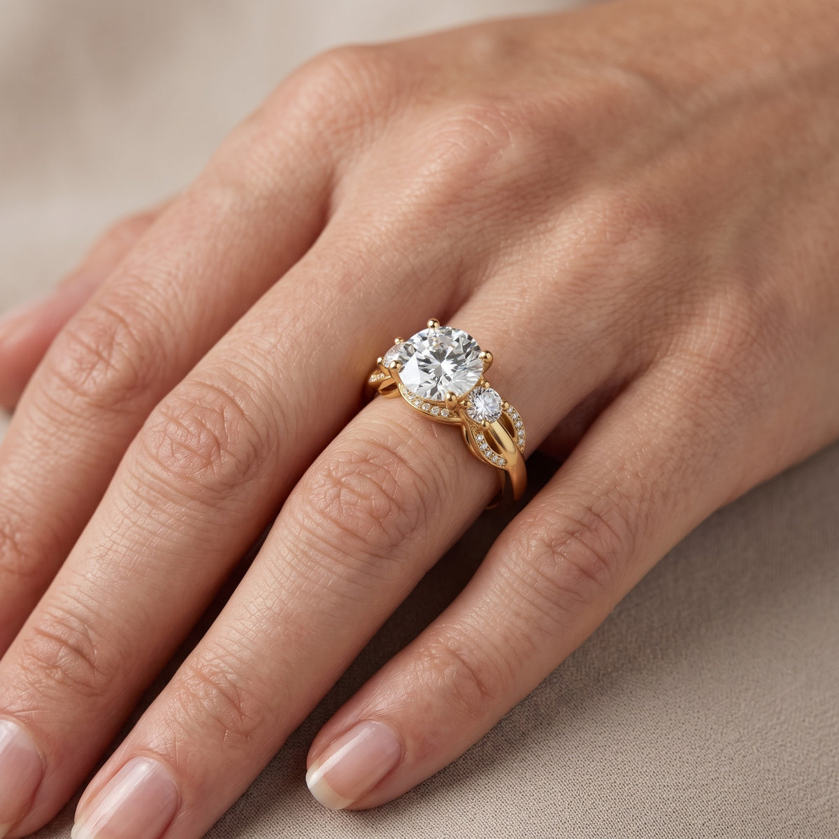 Briar Vine Three-Stone Round Diamond Engagement Ring in Silver - lifestyle.jpg