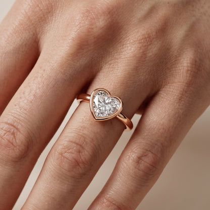 Maeve Bezel Solitaire Heart Diamond Ring in Rose Gold - lifestyle.jpg
