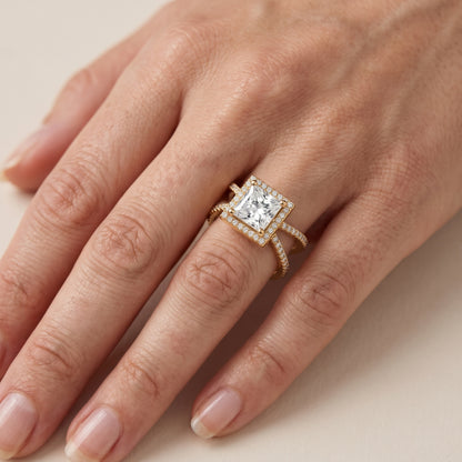 Sparks Crossover Halo Princess Diamond Engagement Ring in White Gold - lifestyle.jpg