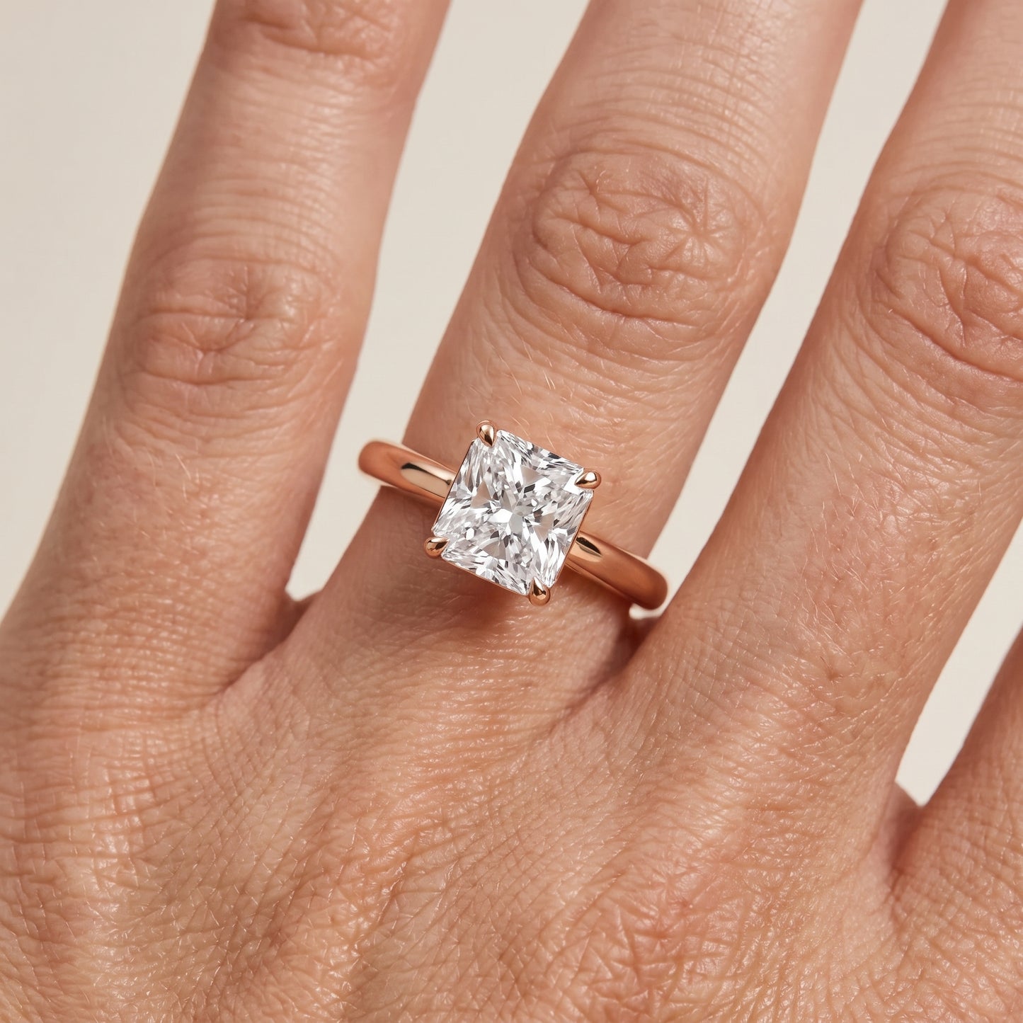 Sadie Cathedral Solitaire Radiant Diamond Ring in Rose Gold - lifestyle.jpg