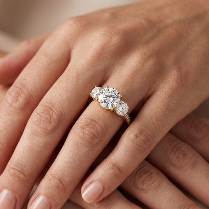 Brianna Three-Stone Pavé Round Diamond Engagement Ring in White Gold - lifestyle.jpg