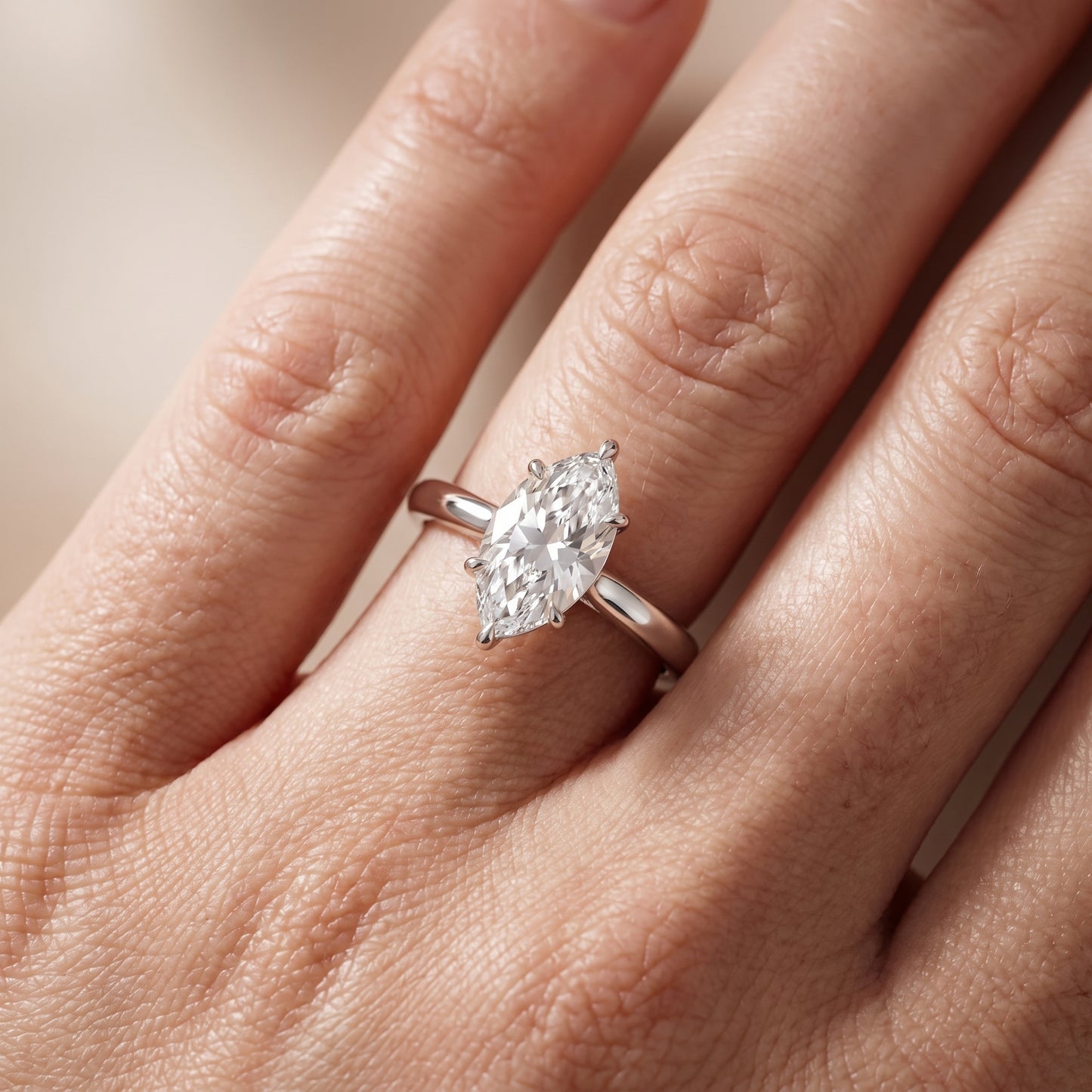 Sadie Cathedral Solitaire Marquise Diamond Ring in Silver - lifestyle.jpg