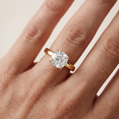 Lara Hidden Halo Cushion Diamond Engagement Ring in Yellow Gold - lifestyle.jpg